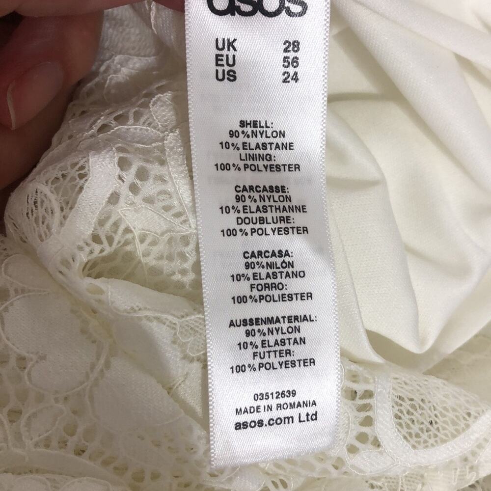 ASOS Curve Off Shoulder Ivory Lace Dress 24 NWT - Picture 5 of 7